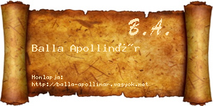 Balla Apollinár névjegykártya